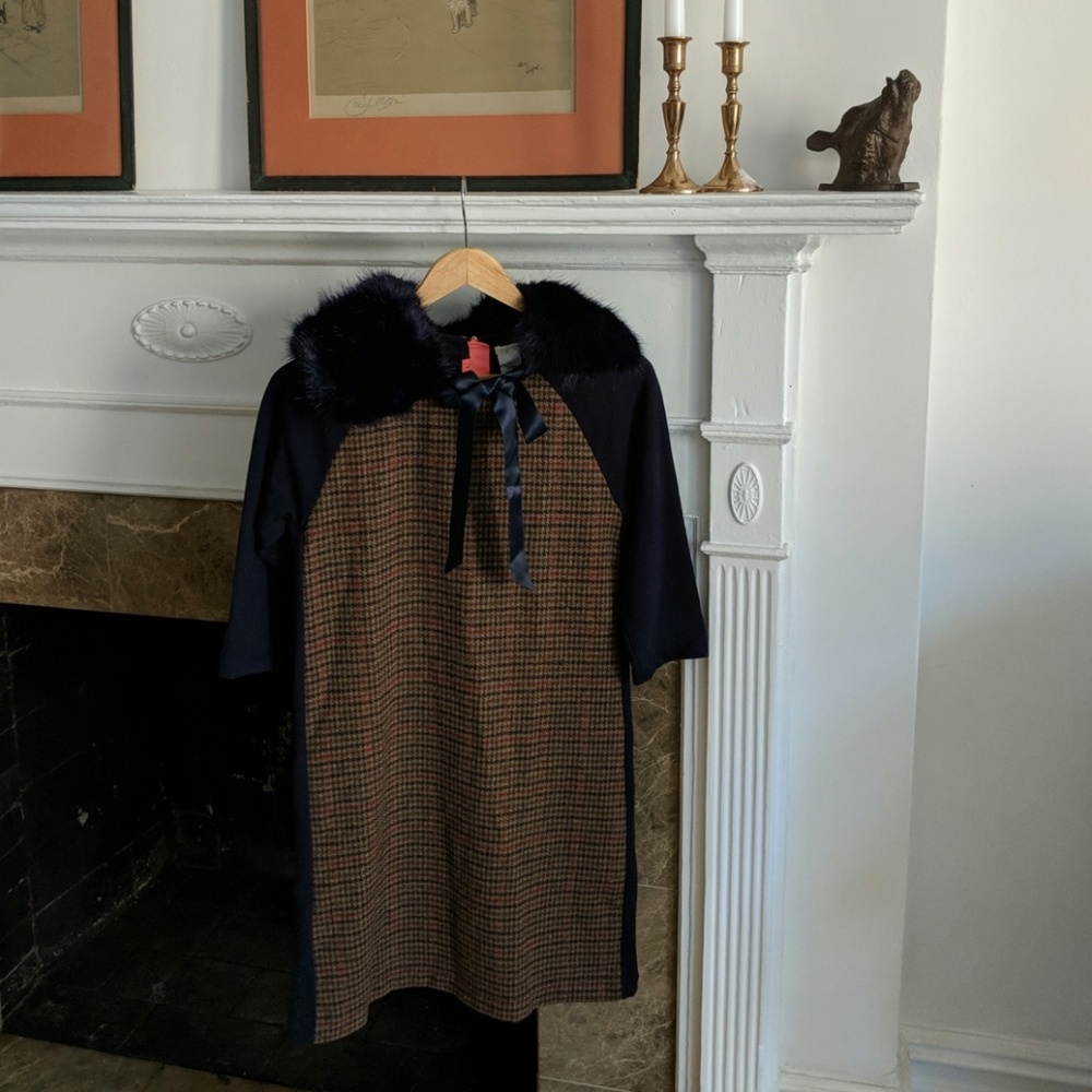 Jcrew Girls Houndstooth-panel Sweatshirt Dress